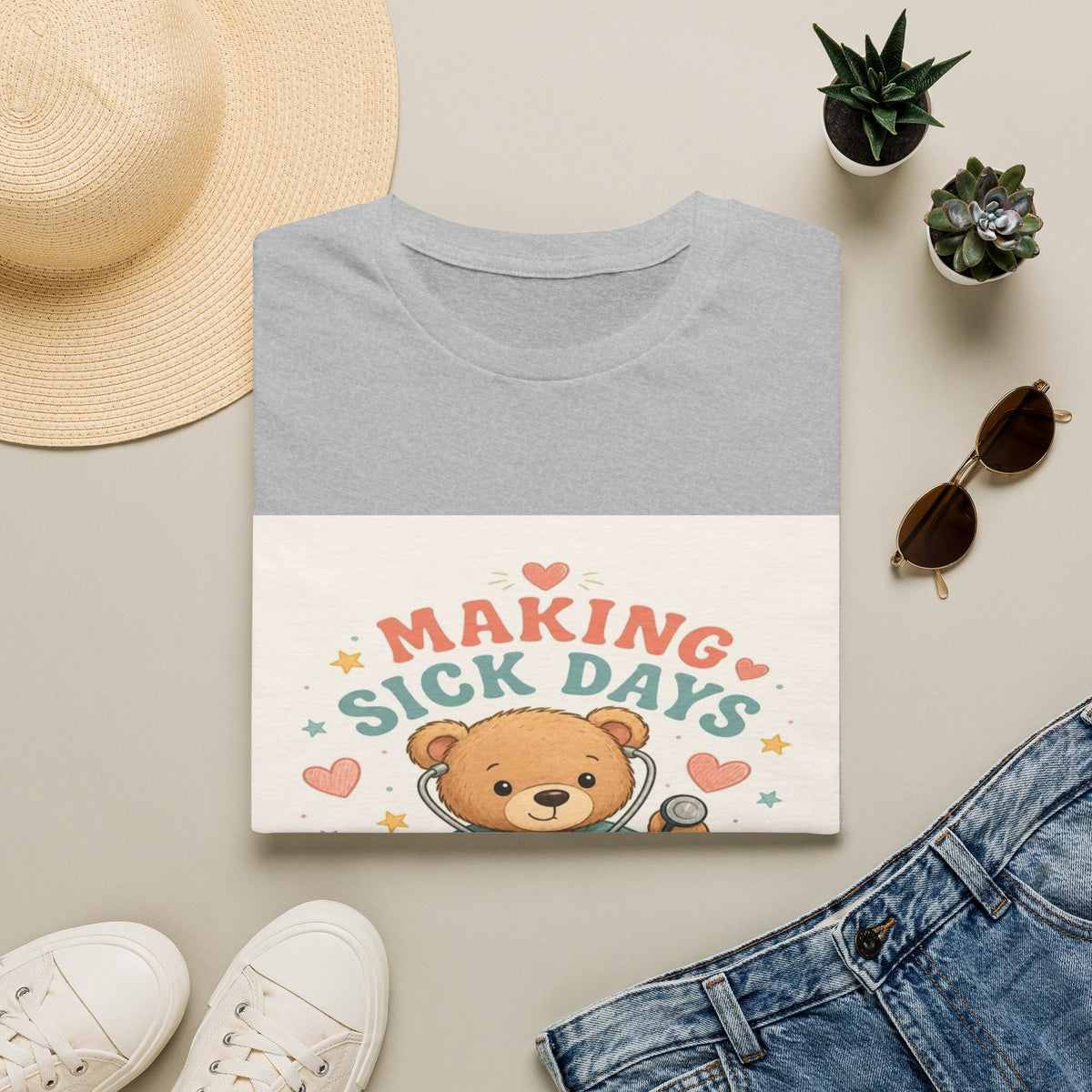T-shirt Design Featuring Teddy Bear With Stethoscope And Stars- Graphic Tees