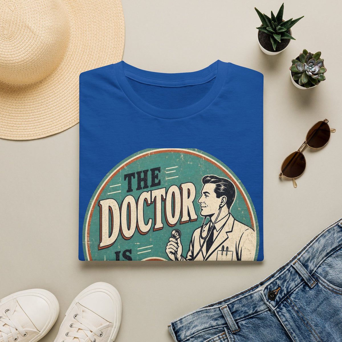 Vintage 1950s Doctor Office Graphic With Classic Badge