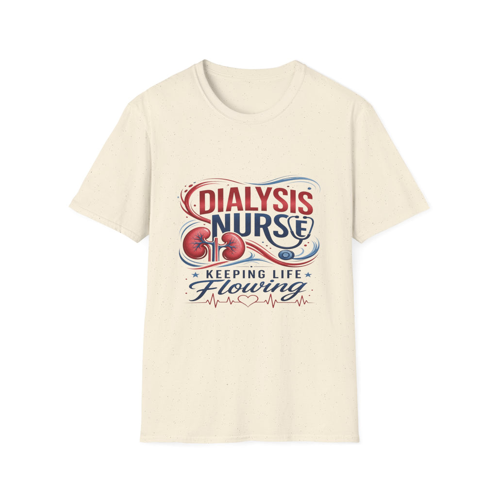 Creative T-Shirt Design Celebrating Dialysis Nurses With Flowing Elements- Graphic Tees