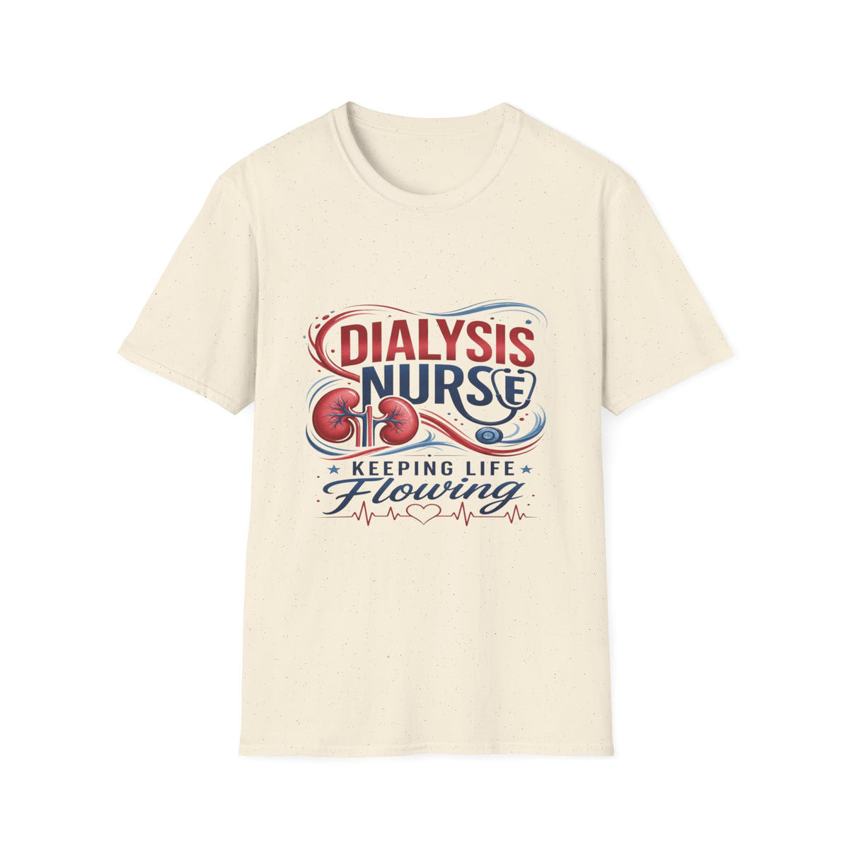 Creative T-Shirt Design Celebrating Dialysis Nurses With Flowing Elements (1)- Graphic Tees
