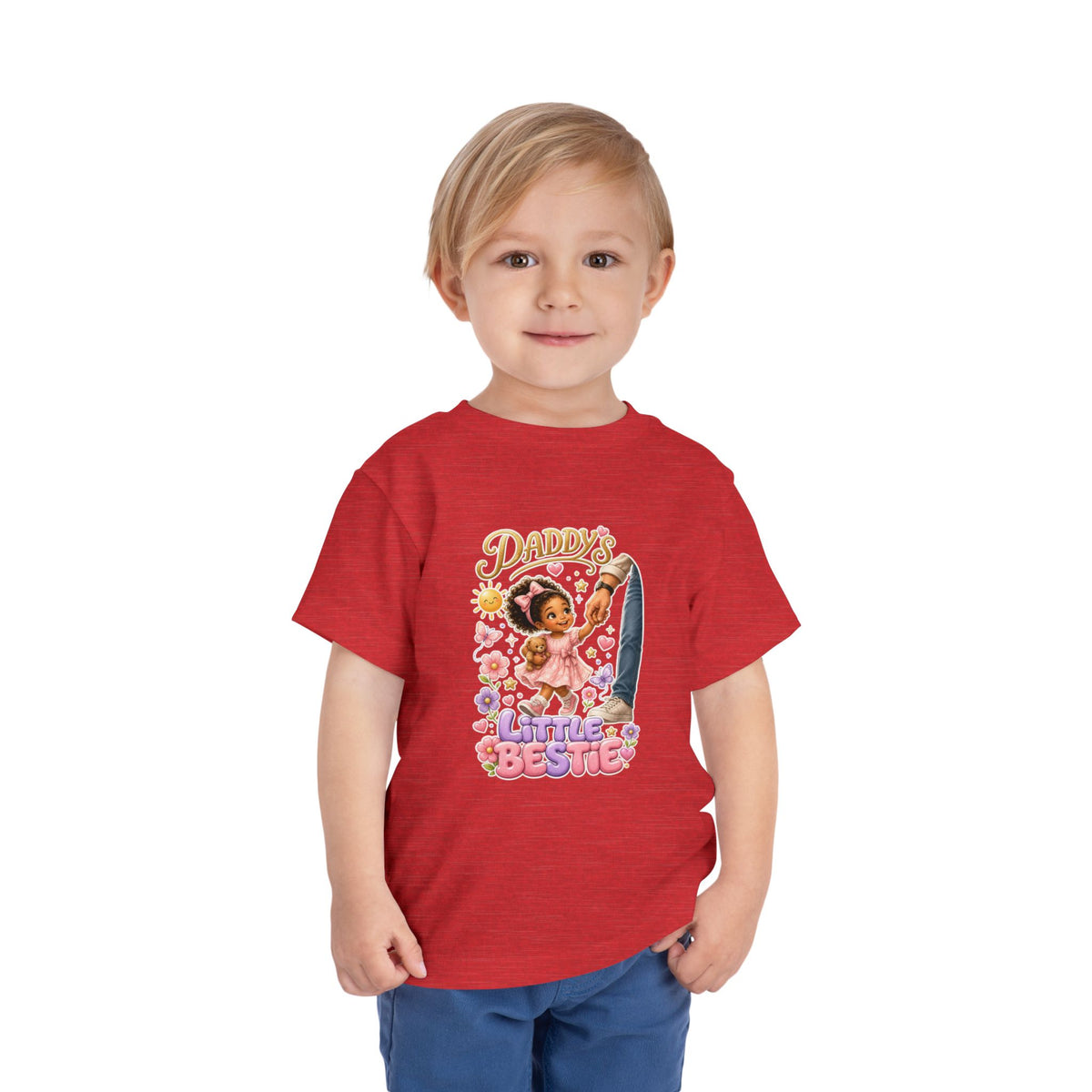 Toddler Tee — "Daddy's Little Bestie" Floral Cute Girl Graphic