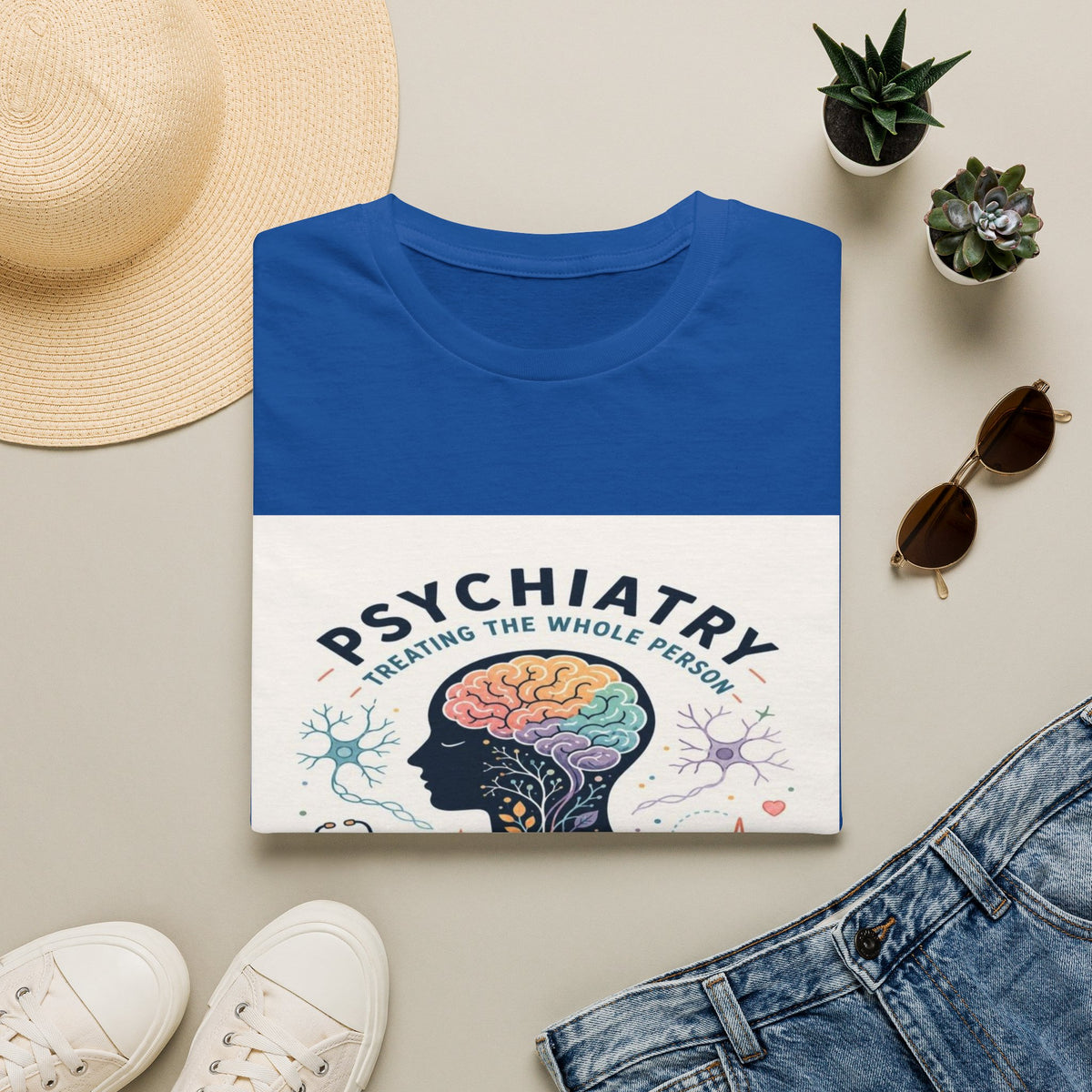 Colorful Brain And Heart In Human Silhouette With Text- Graphic Tees