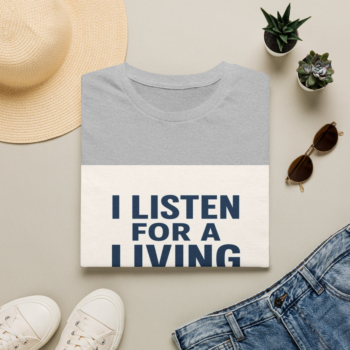 Bold Text And Minimalist Ear Illustration In Modern Design- Graphic Tees
