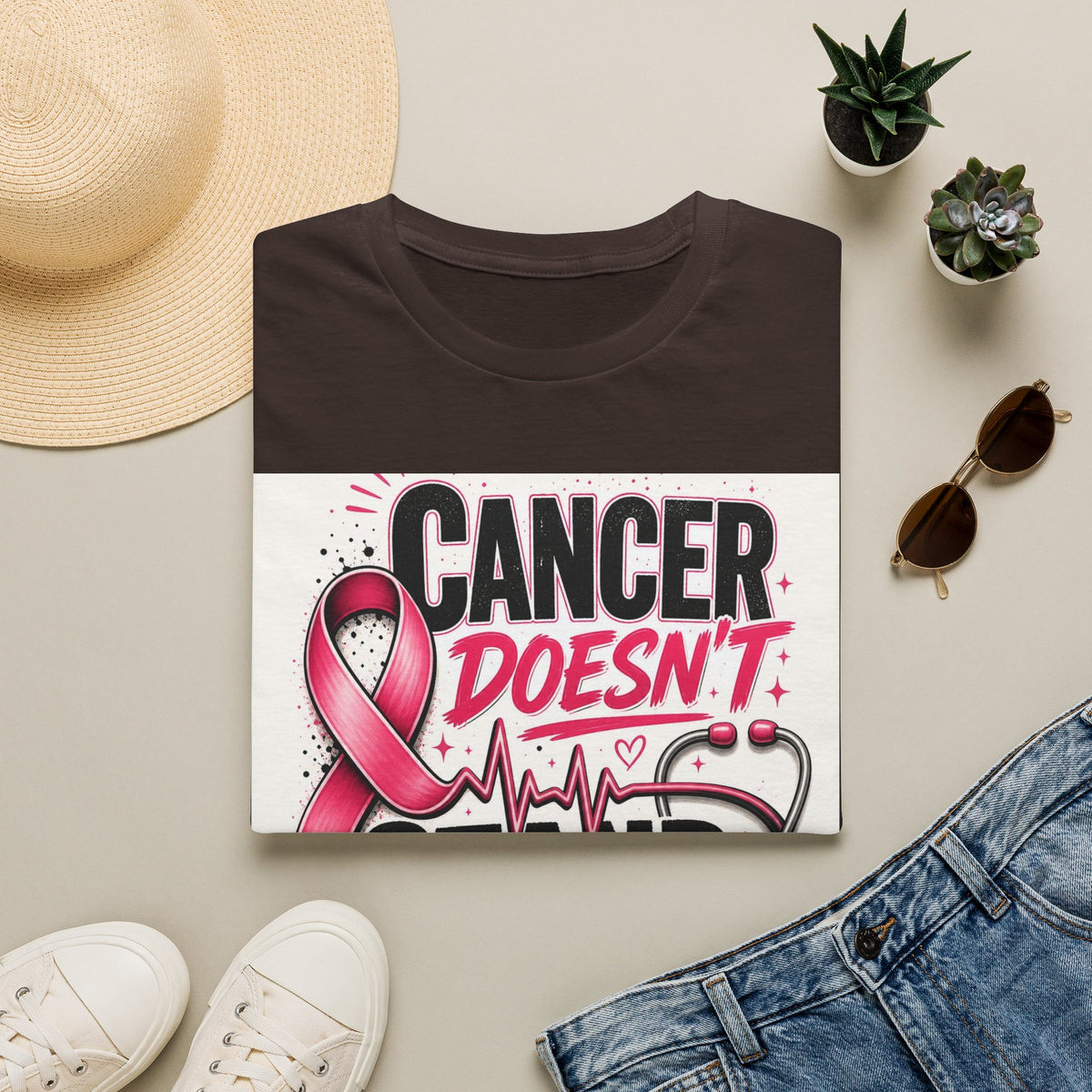 Bold Oncology Nurse Design Featuring Empowering Phrase With Awareness Ribbon