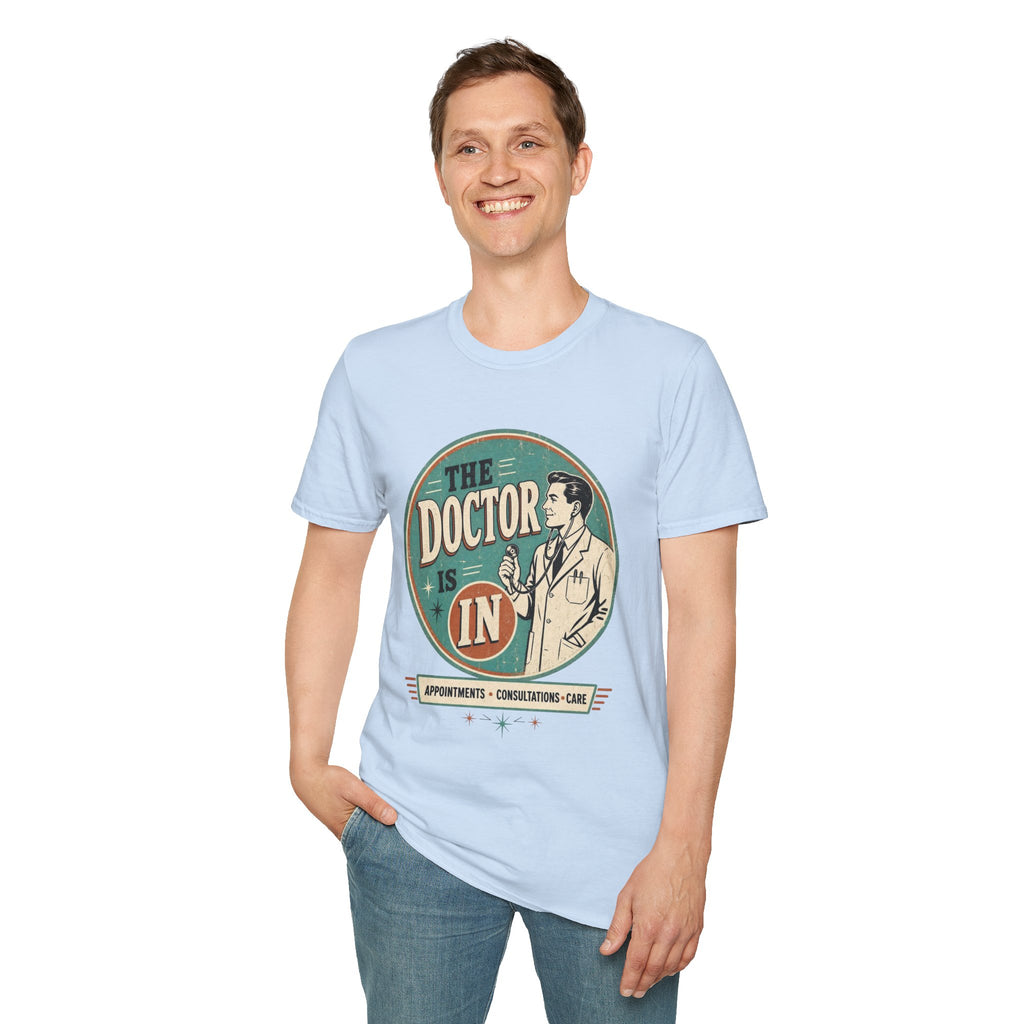 The Doctor Is In Retro Graphic T-Shirt — Vintage Medical Humor Tee