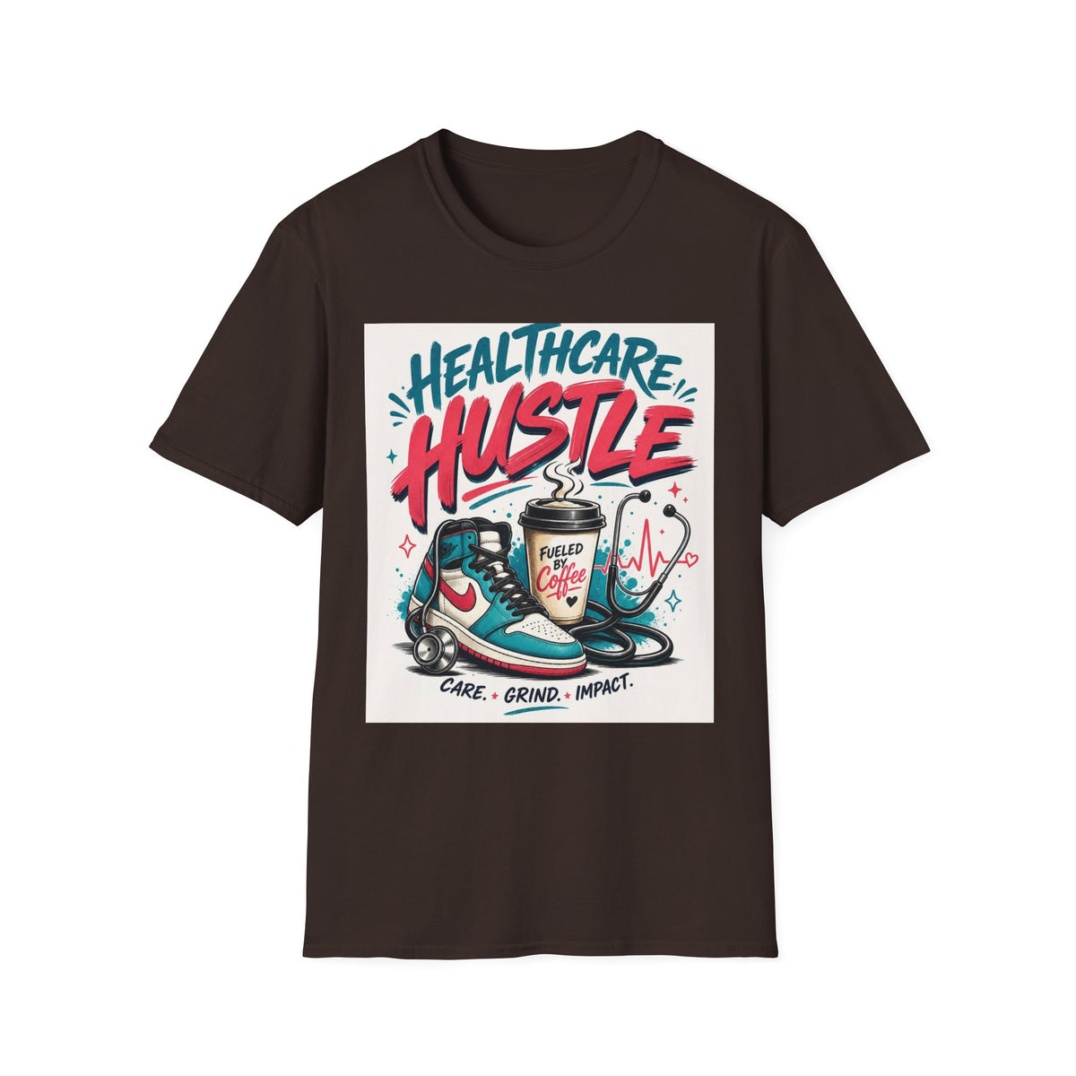 Dynamic T Shirt Design Featuring Healthcare Hustle Text