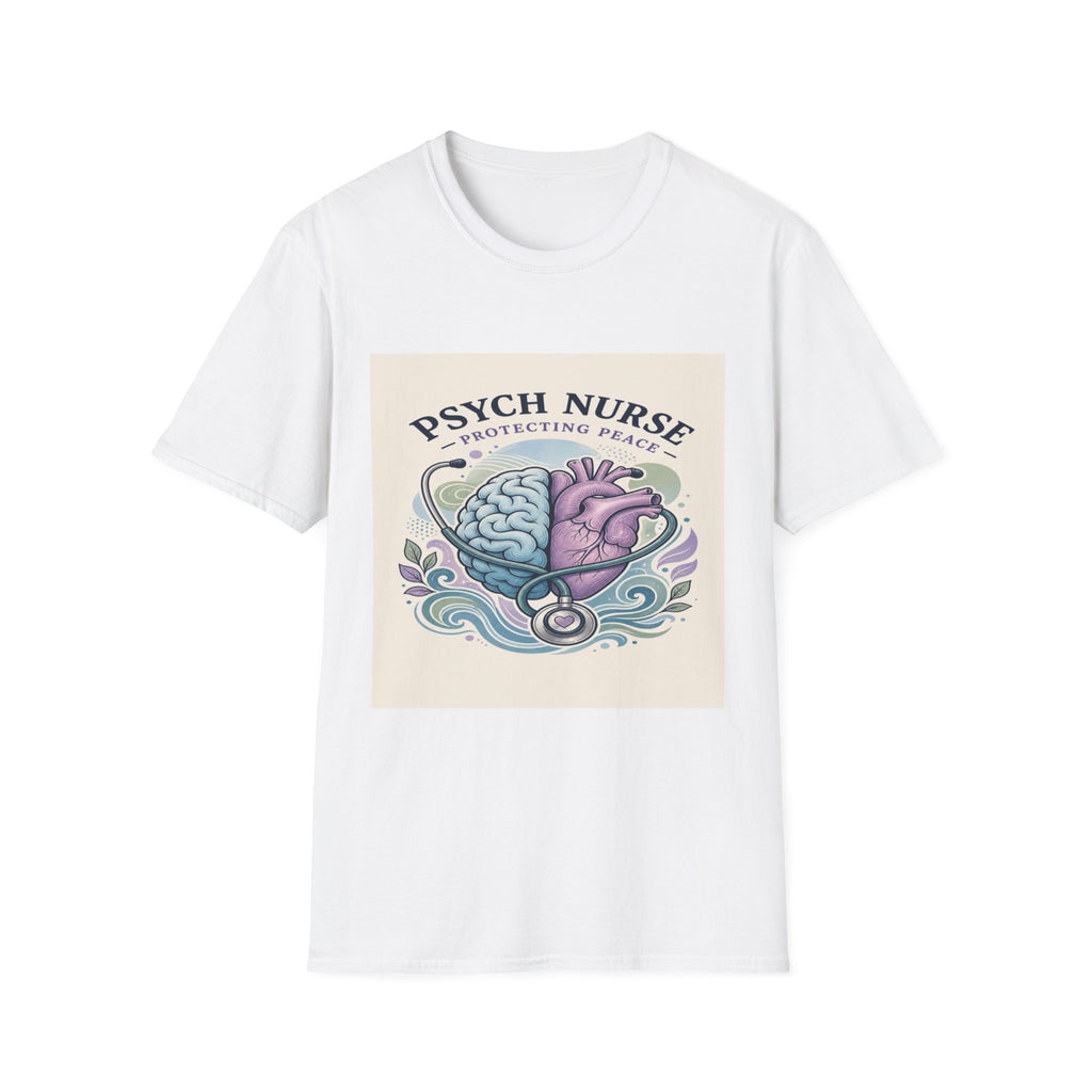 Stylized Brain And Heart Illustration With Stethoscope Art- Graphic Tees