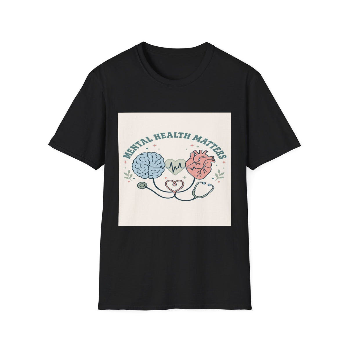 Stylized Brain And Heart Design For Mental Health Awareness- Graphic Tees