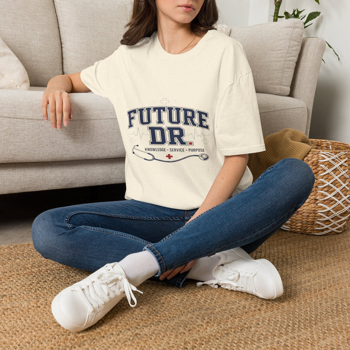 Collegiate T-shirt Design With Future Dr Text And Medical Accents- Graphic Tees