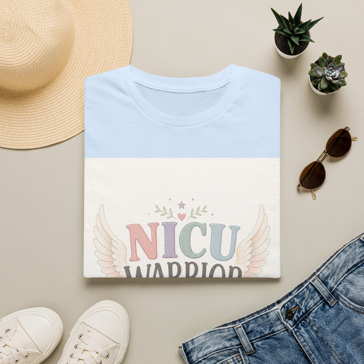 NICU Warrior Design With Baby Footprint And Angel Wings