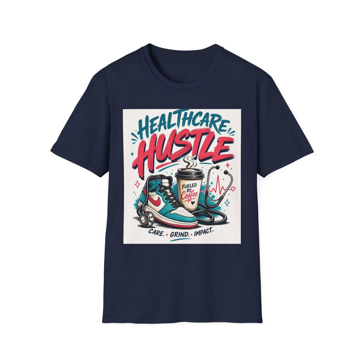 Dynamic T Shirt Design Featuring Healthcare Hustle Text