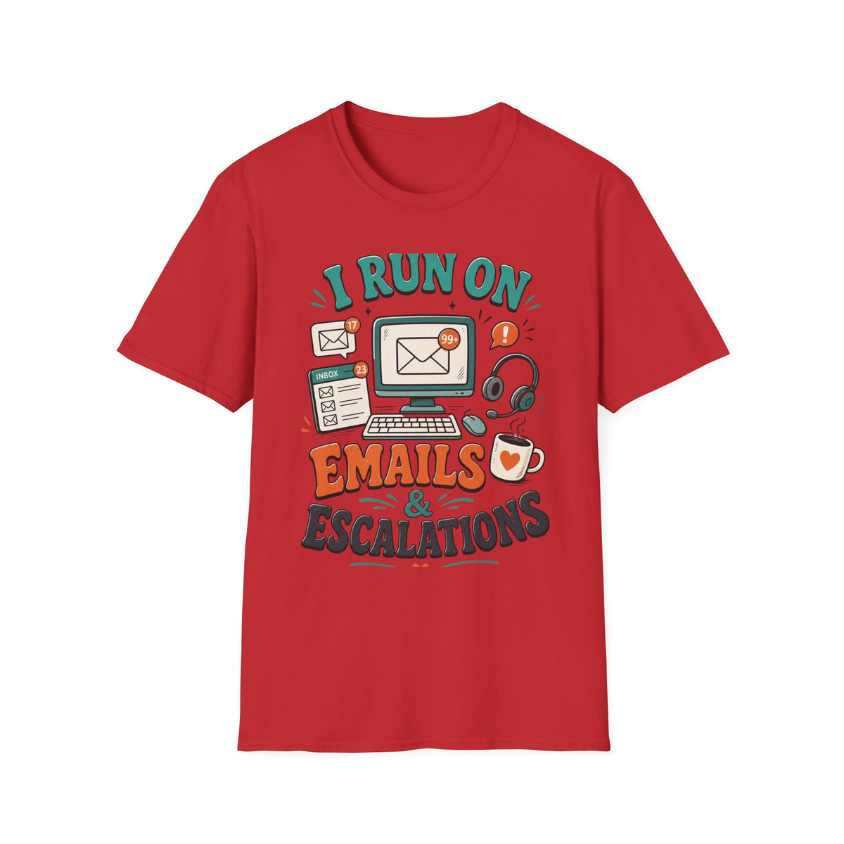 Bold T Shirt Design With Playful Email And Coffee Illustrations