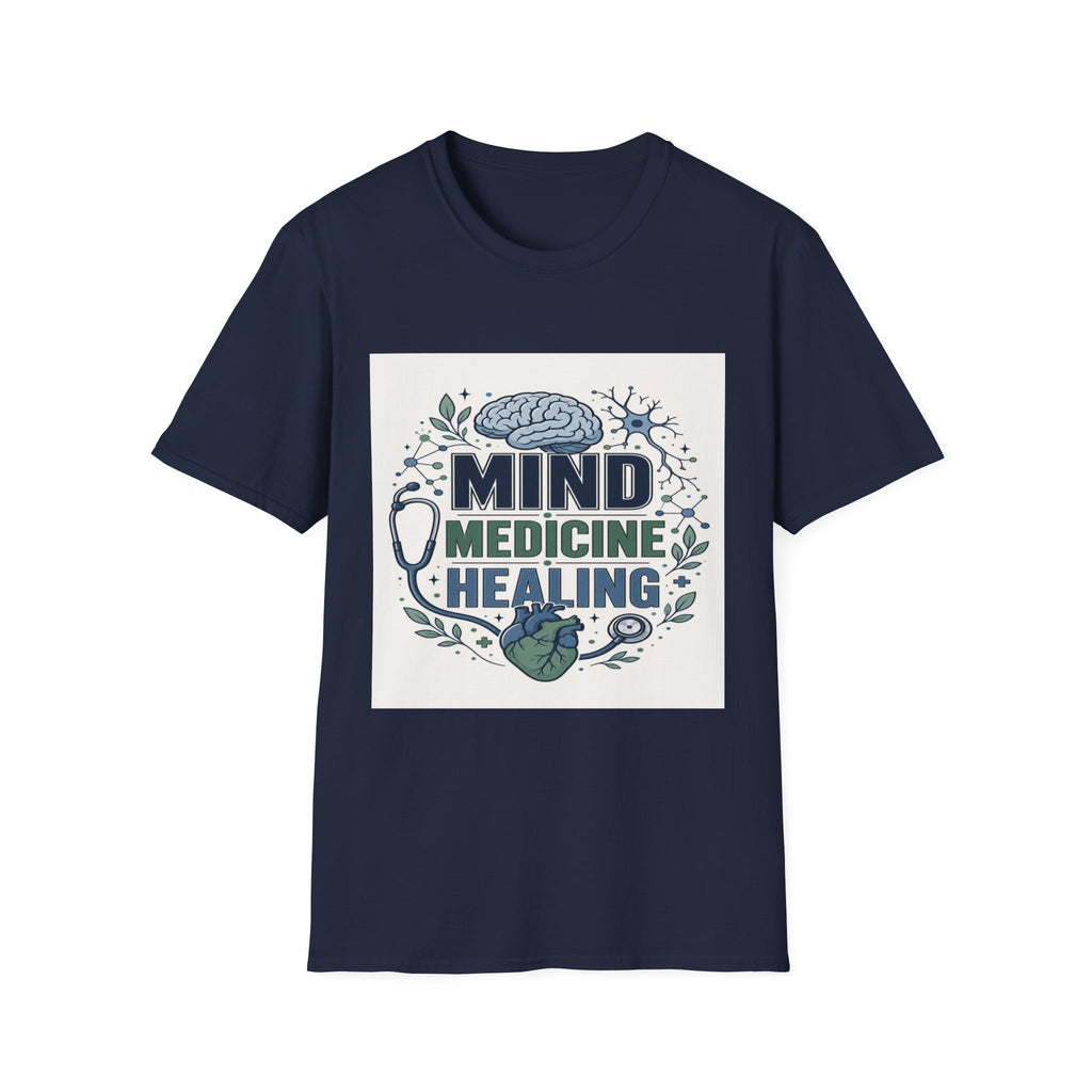 Illustration of Stacked Words Mind Medicine Healing with Medical Icons- Graphic Tees