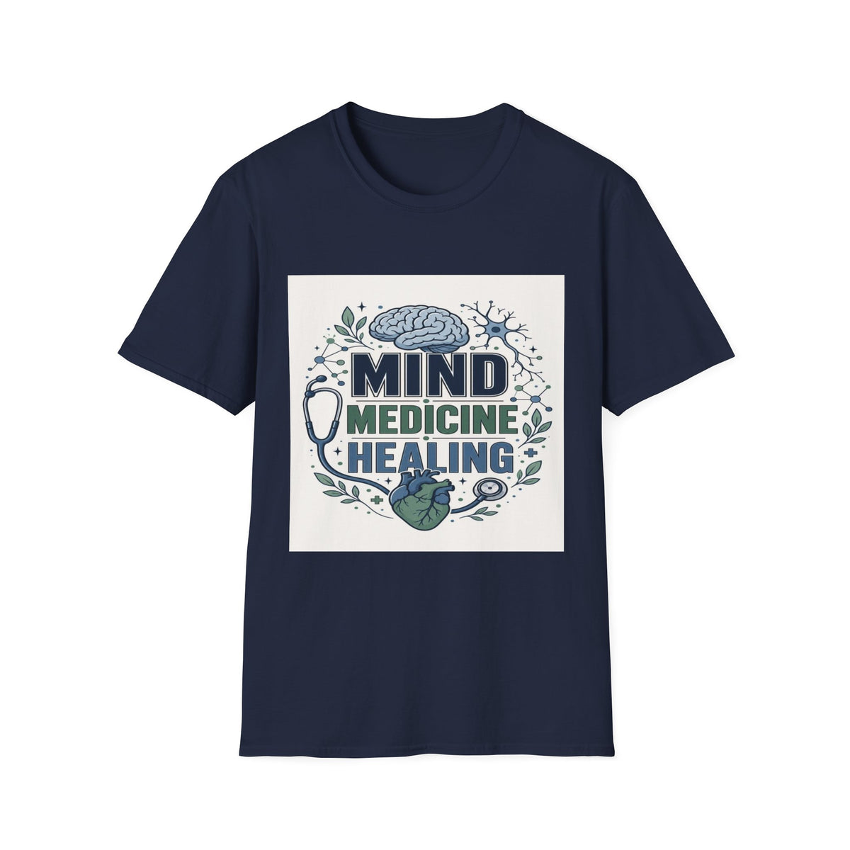 Illustration of Stacked Words Mind Medicine Healing with Medical Icons- Graphic Tees