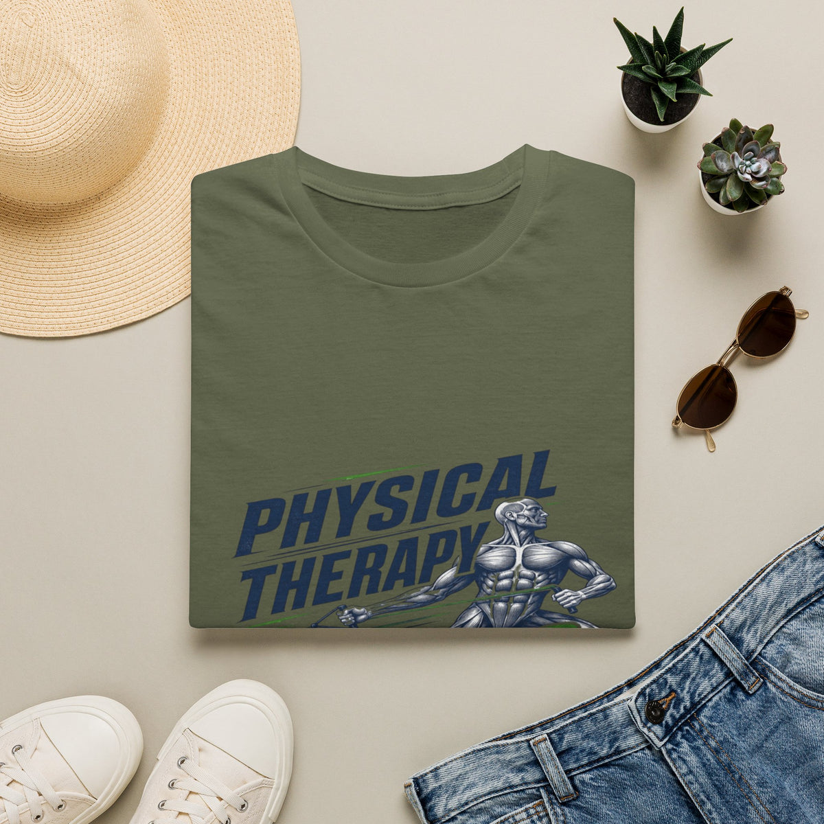 Bold Typography Design With Muscular Figure and Dynamic Lines- Graphic Tees