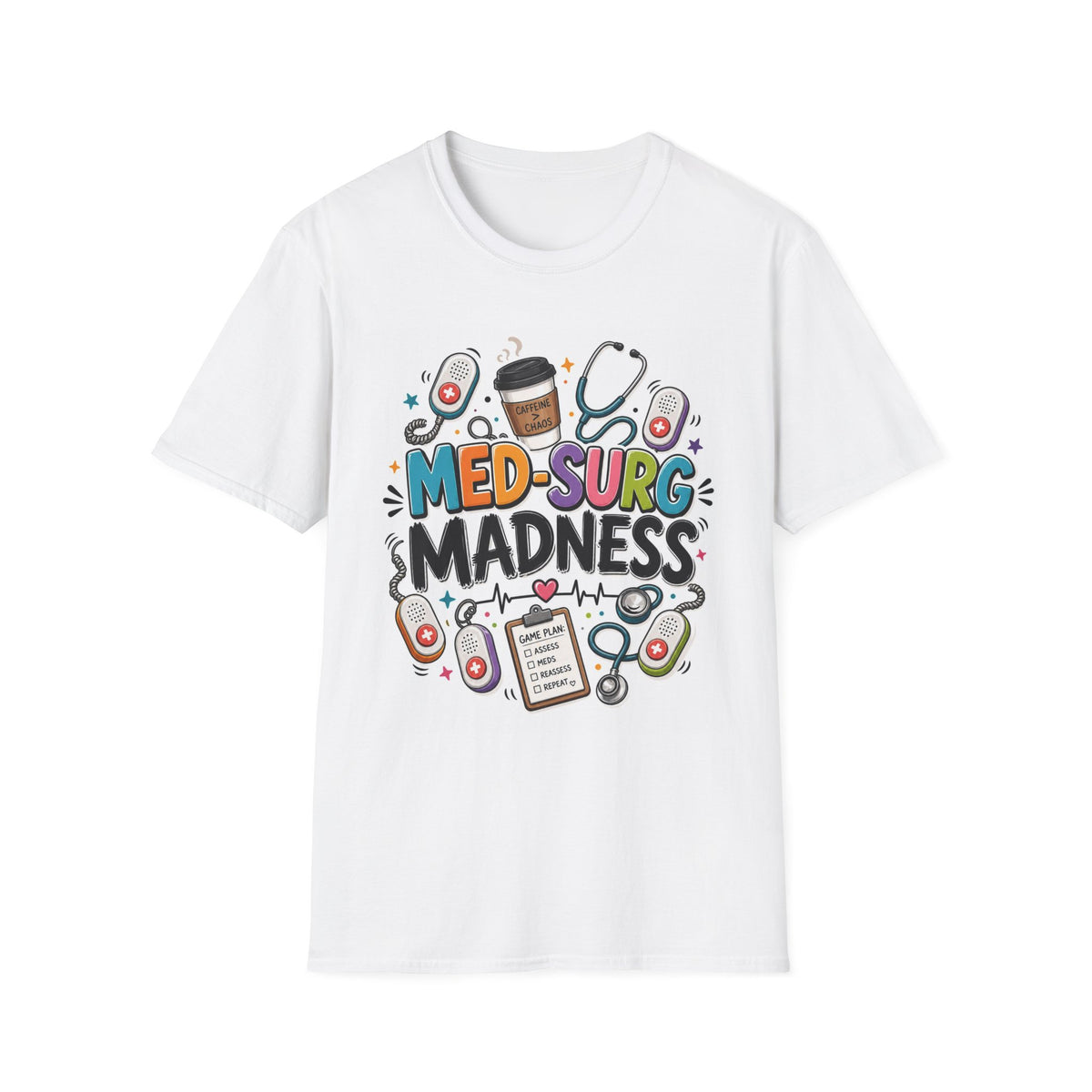 Vibrant T Shirt Design Featuring MED SURG MADNESS Phrase