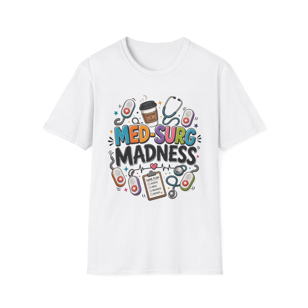 Vibrant T Shirt Design Featuring MED SURG MADNESS Phrase (1)
