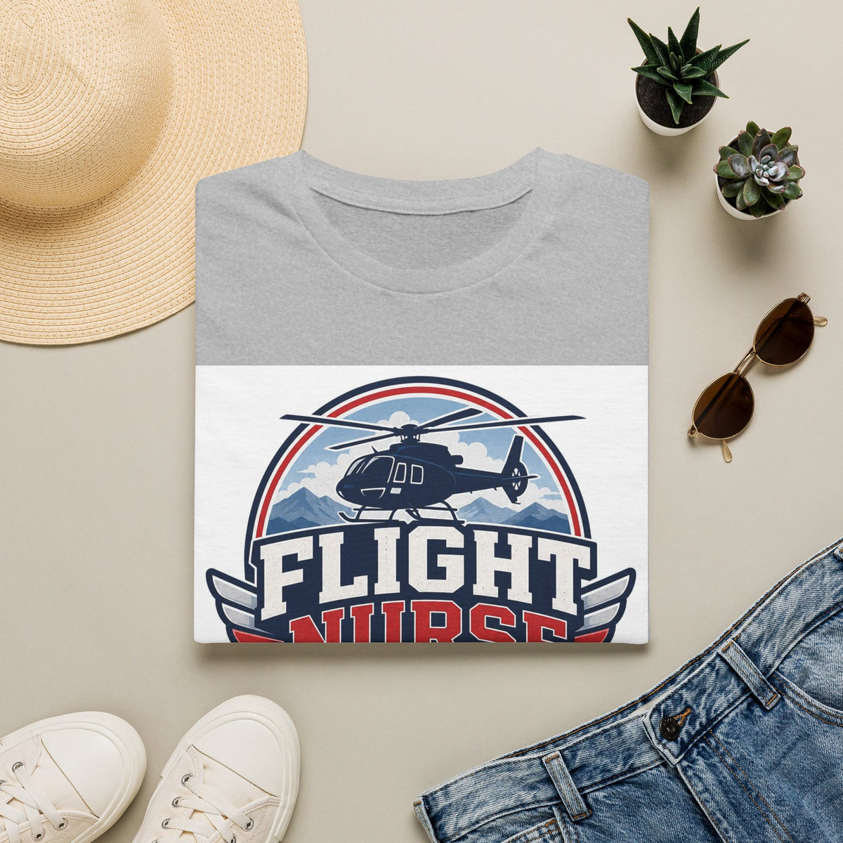 Aviation Inspired T Shirt Design Featuring Flight Nurse Graphic