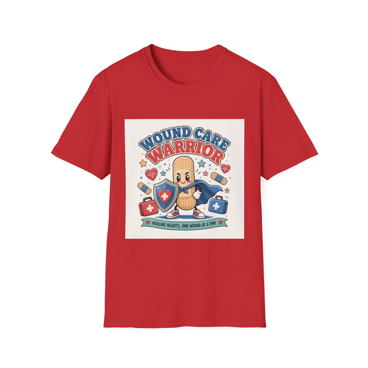Wound Care Warrior T-Shirt Design Featuring Playful Bandage Character- Graphic Tees