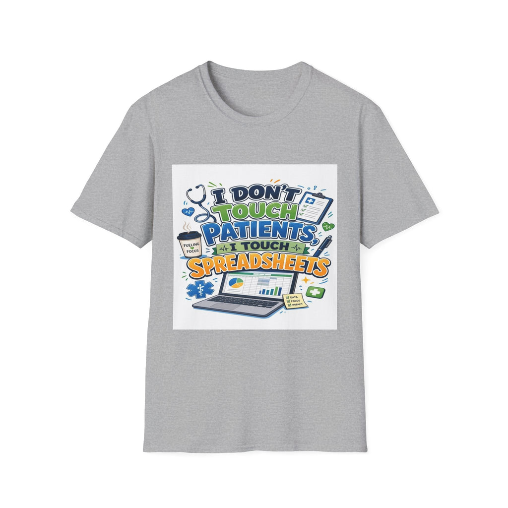 Humorous T-shirt Design Featuring Playful Healthcare And Spreadsheet Imagery- Graphic Tees