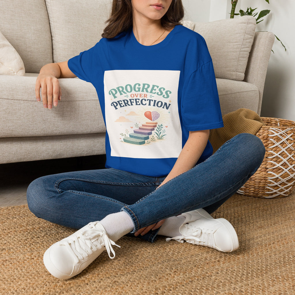 Bold T-Shirt Design Featuring Progress Over Perfection Phrase- Graphic Tees