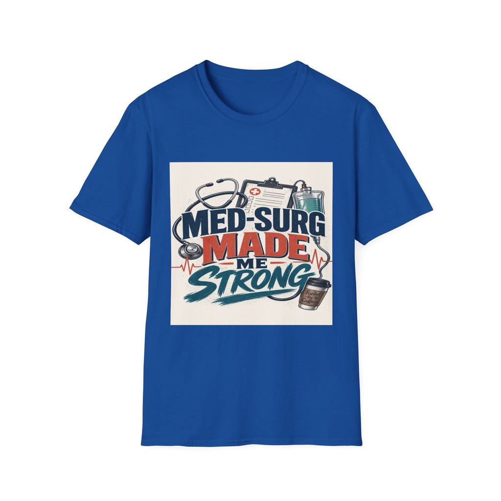 Bold Typography Design Celebrating Med-Surg Strength With Healthcare Icons- Graphic Tees
