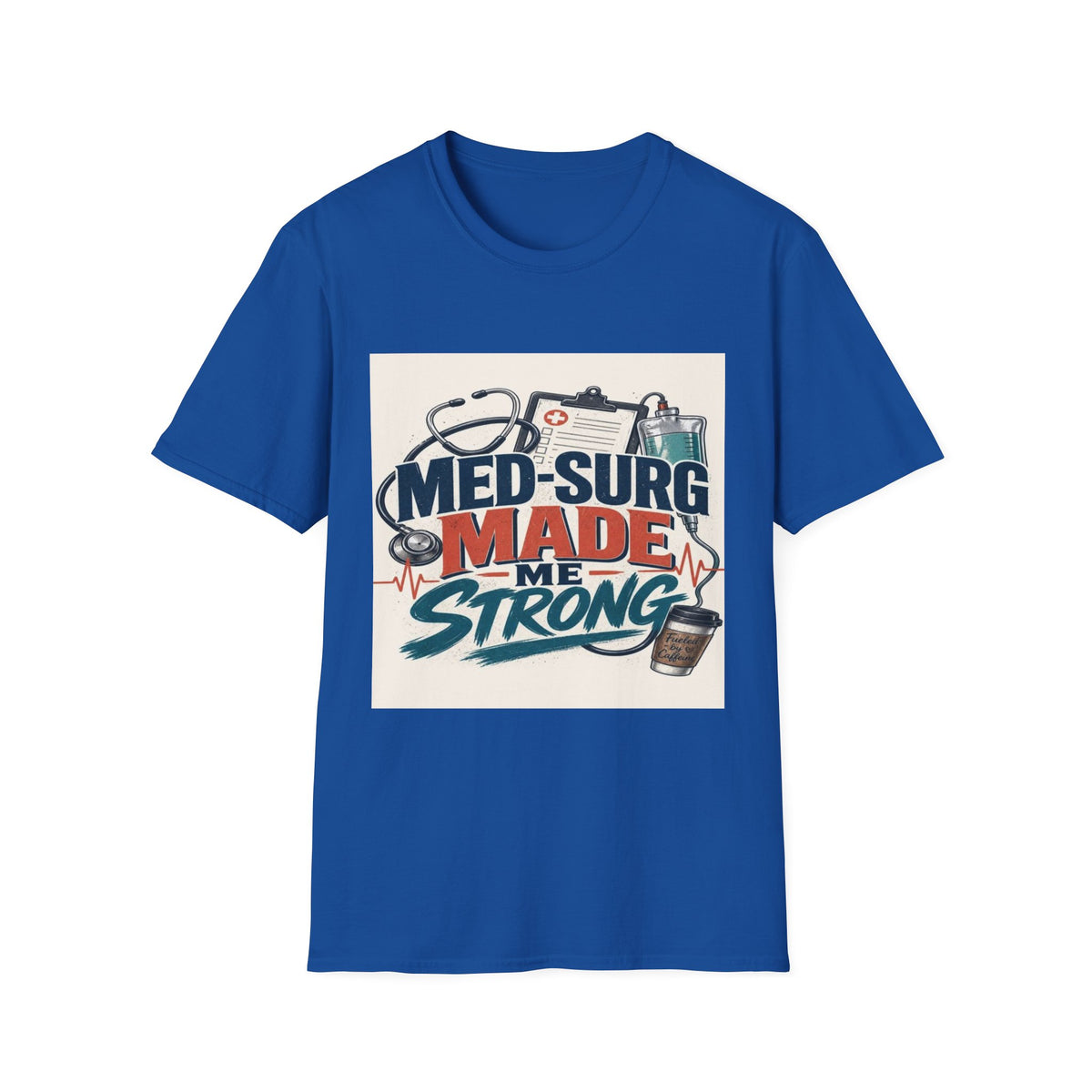 Bold Typography Design Celebrating Med-Surg Strength With Healthcare Icons- Graphic Tees