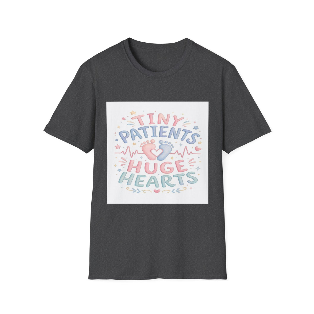 Whimsical T-Shirt Design Featuring Tiny Patients Huge Hearts- Graphic Tees