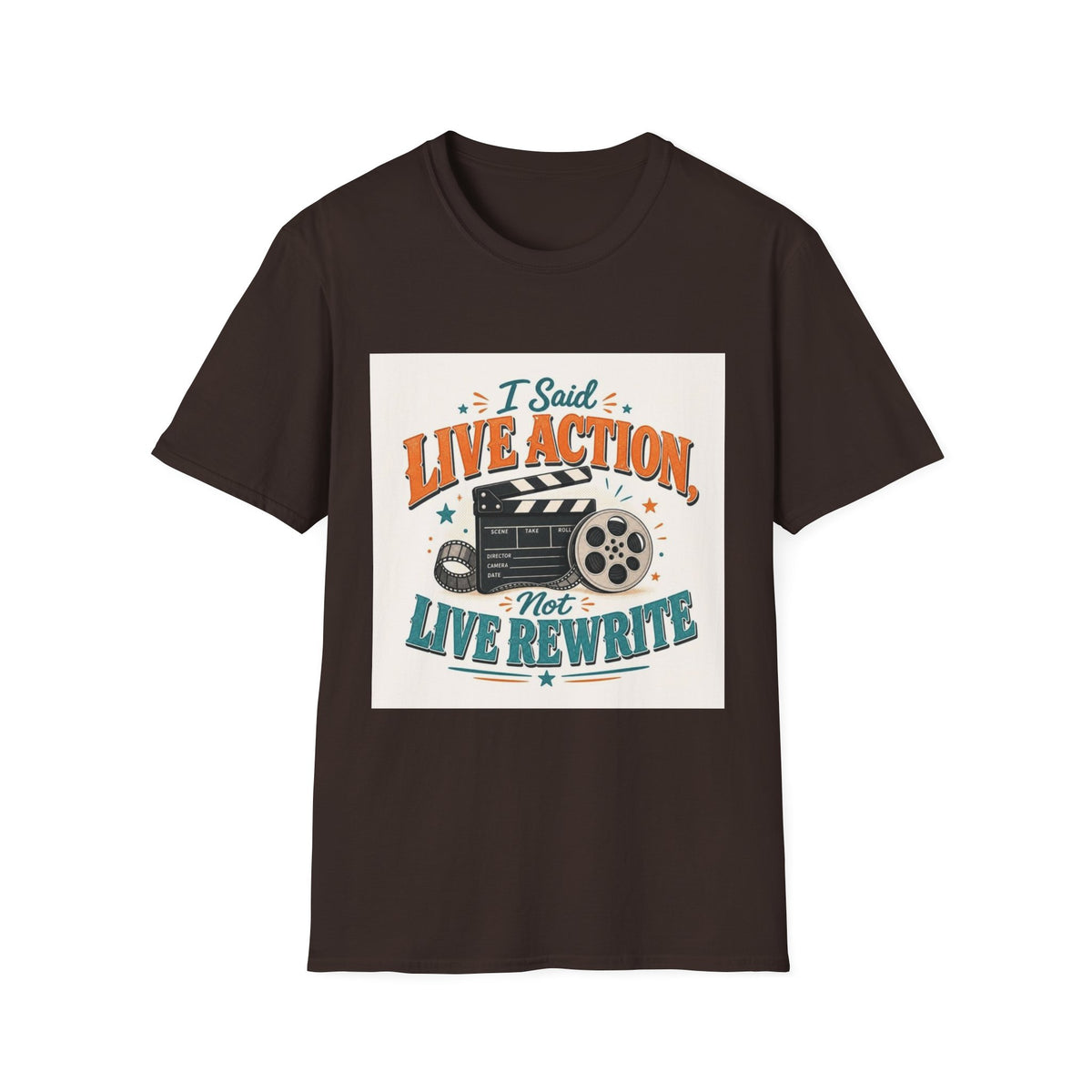 Retro T-Shirt Design Featuring Bold Typography And Film Elements- Graphic Tees