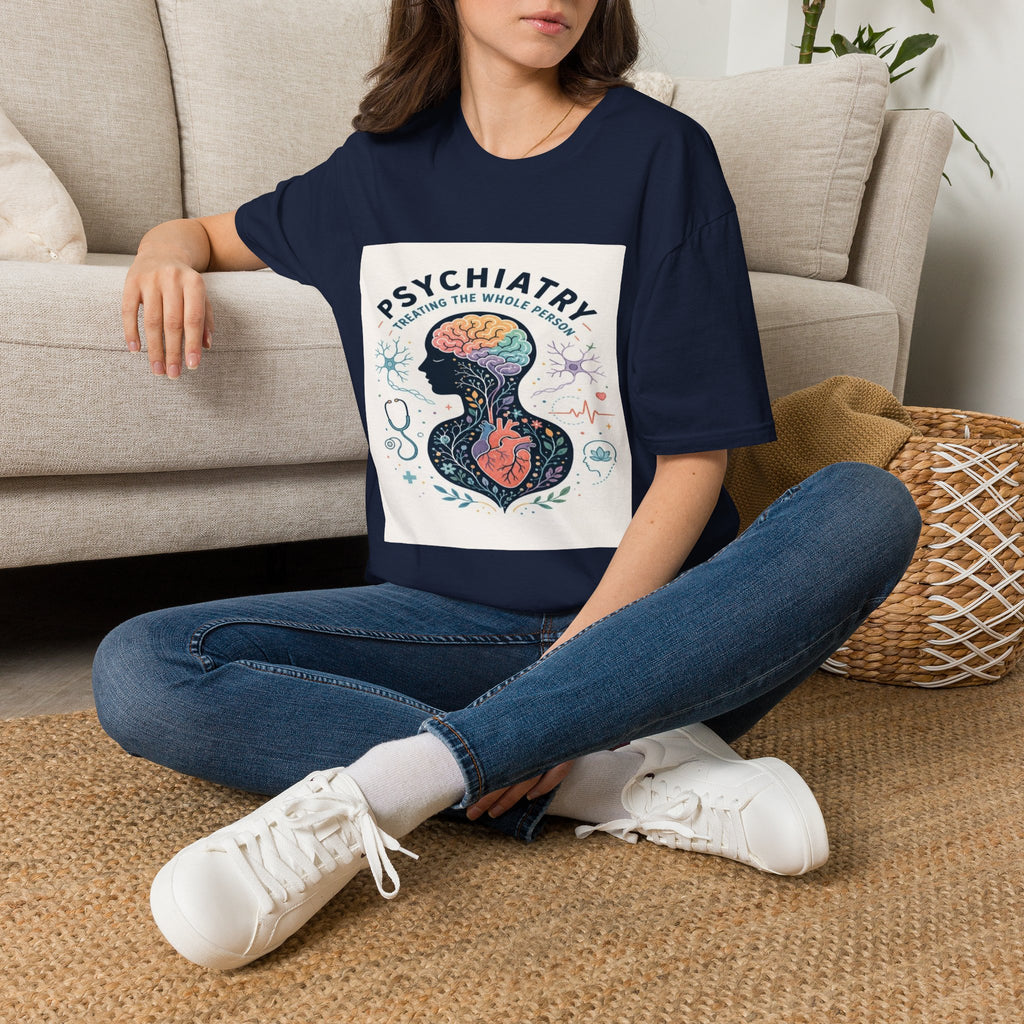 Colorful Brain And Heart In Human Silhouette With Text- Graphic Tees
