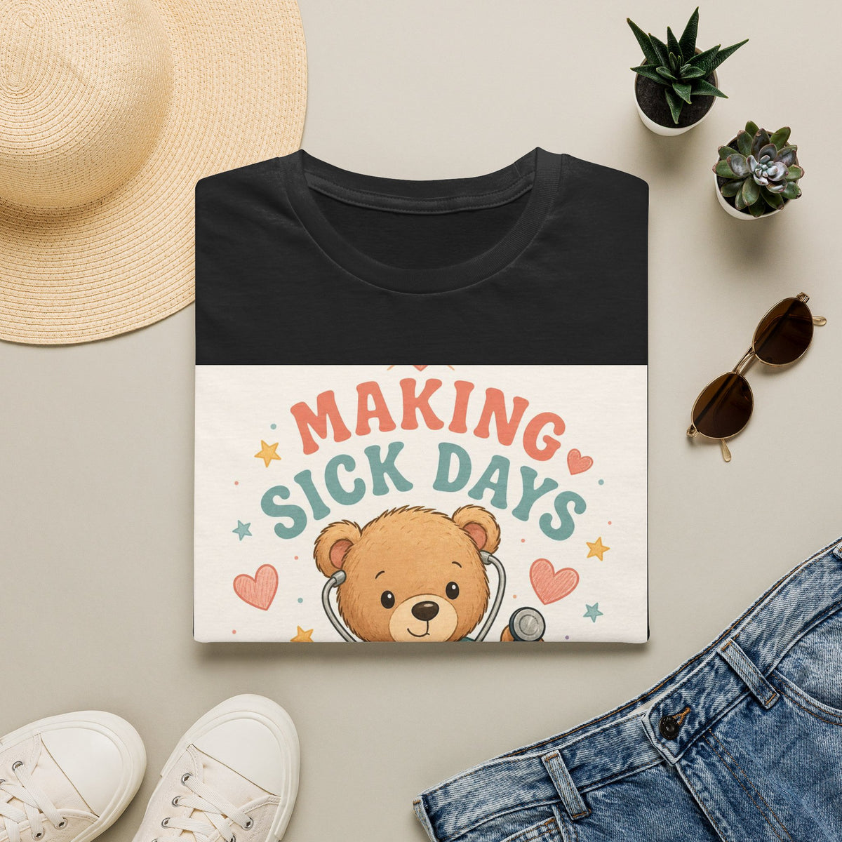 T Shirt Design Featuring Teddy Bear With Stethoscope And Stars
