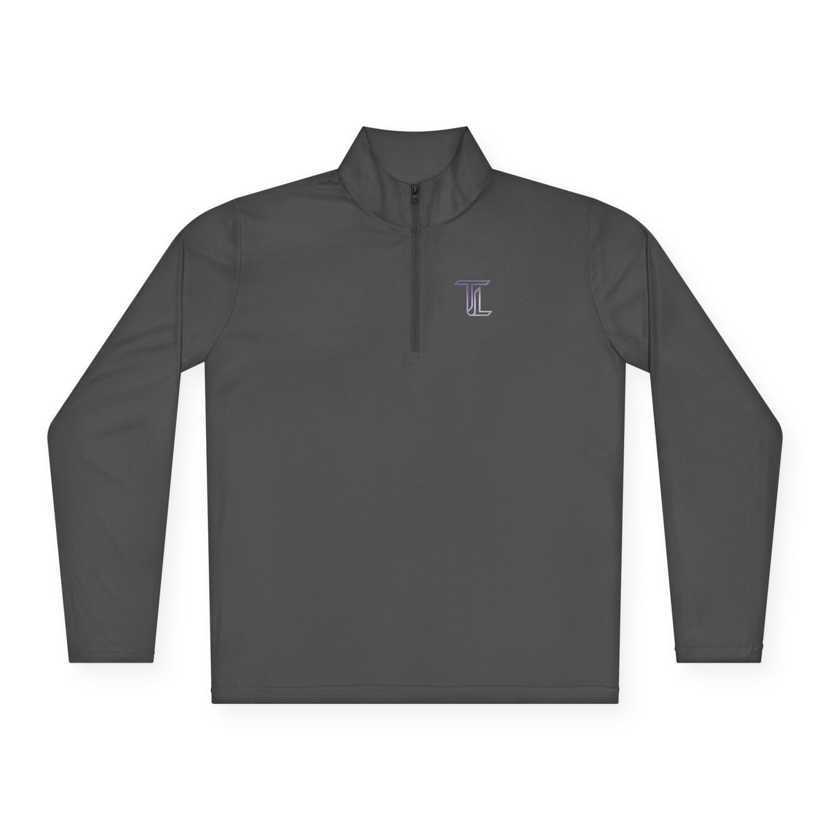 Quarter-Zip Pullover — Minimal Monogram 'T' Embroidered Pullover