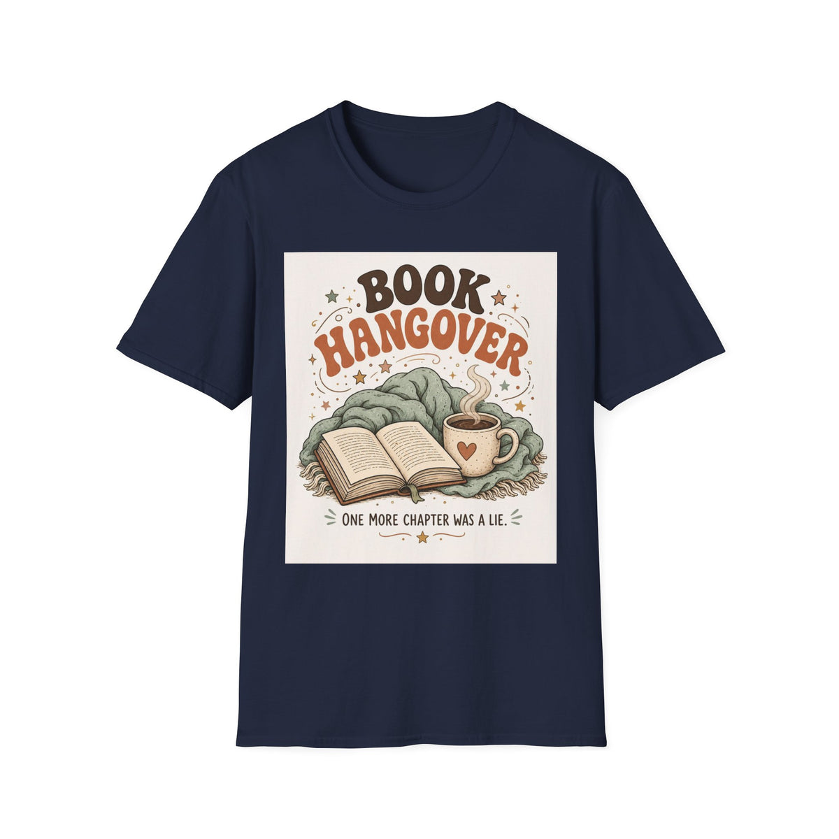 Cozy T Shirt Design Featuring Book And Coffee Cup