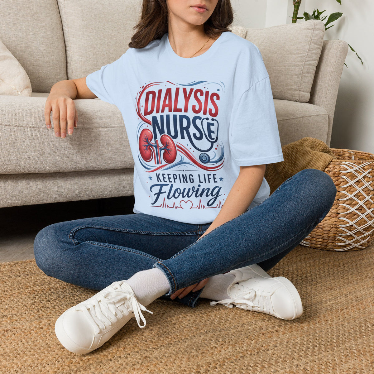 Creative T Shirt Design Celebrating Dialysis Nurses With Flowing Elements