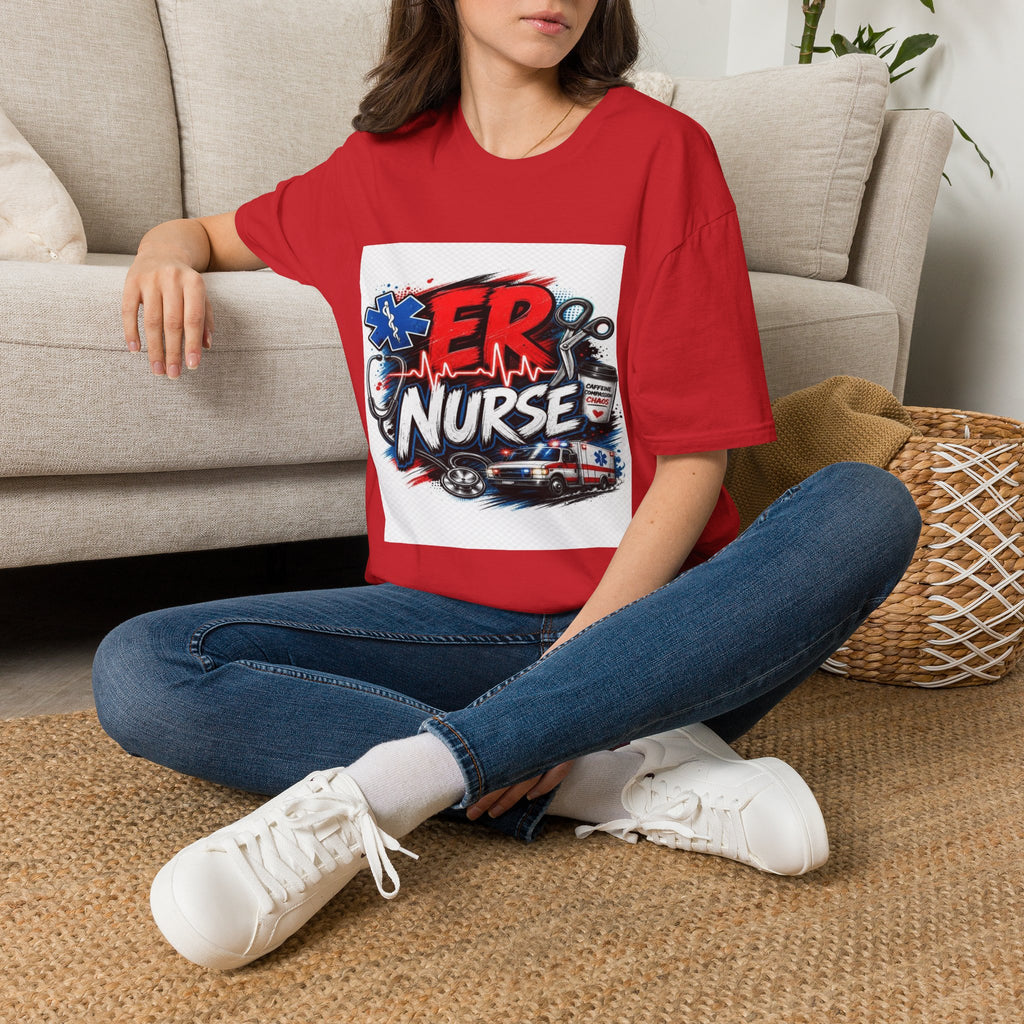 Bold Streetwear T-Shirt Design Featuring ER Nurse Typography- Graphic Tees