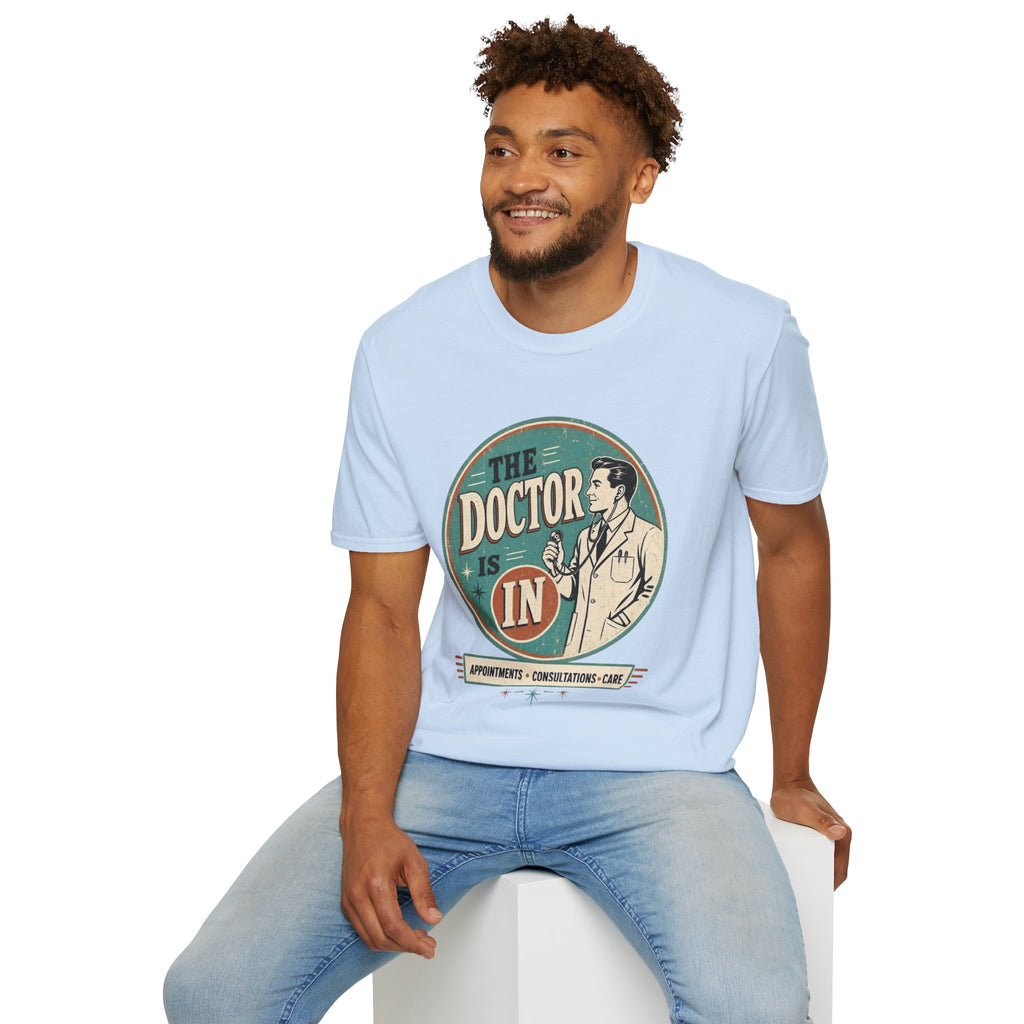 The Doctor Is In Retro Graphic T-Shirt — Vintage Medical Humor Tee
