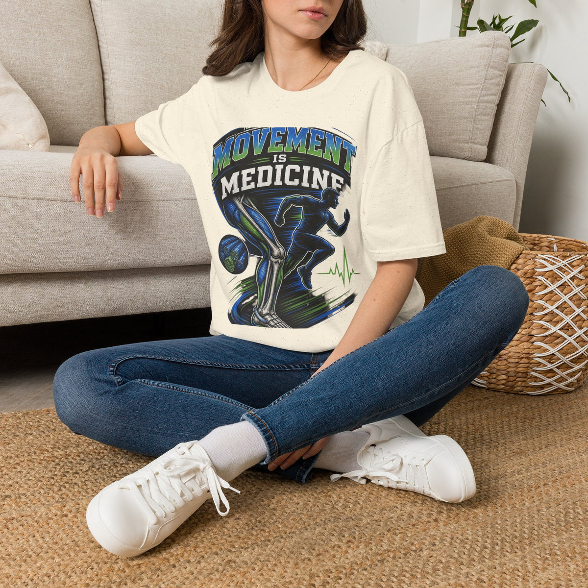 Dynamic T Shirt Design Featuring PT Movement Is Medicine Text