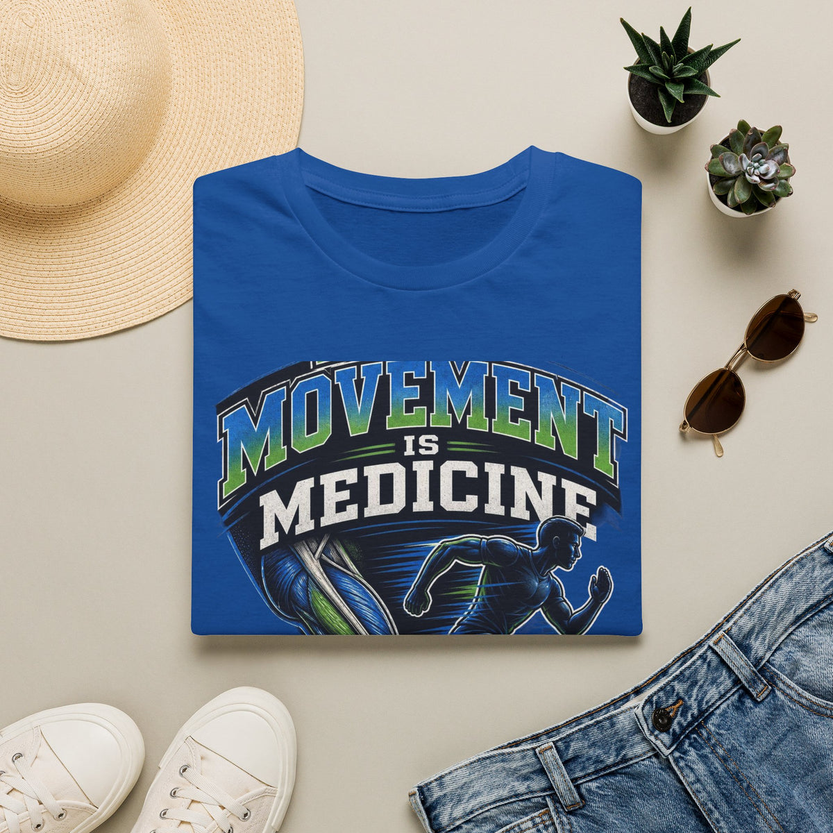 Dynamic T Shirt Design Featuring PT Movement Is Medicine Text