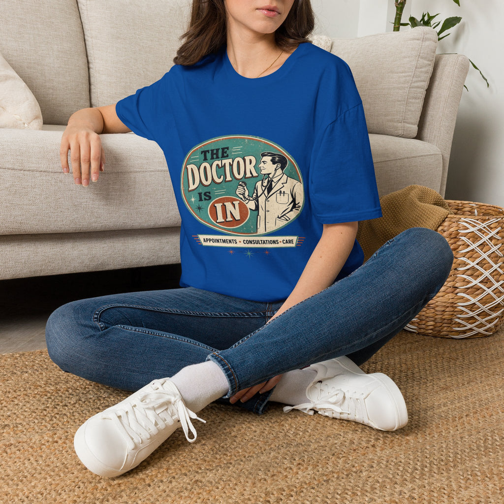 Vintage 1950s Doctor Office Graphic With Classic Badge- Graphic Tees