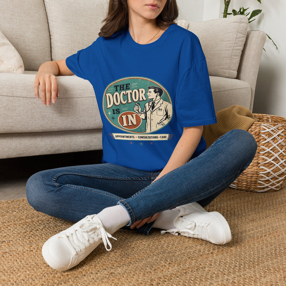 Vintage 1950s Doctor Office Graphic With Classic Badge- Graphic Tees