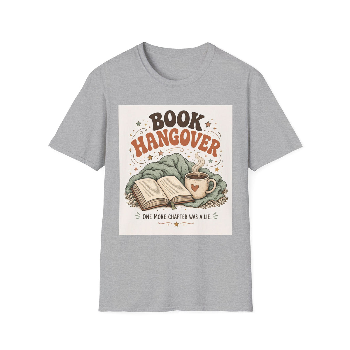 Cozy T Shirt Design Featuring Book And Coffee Cup