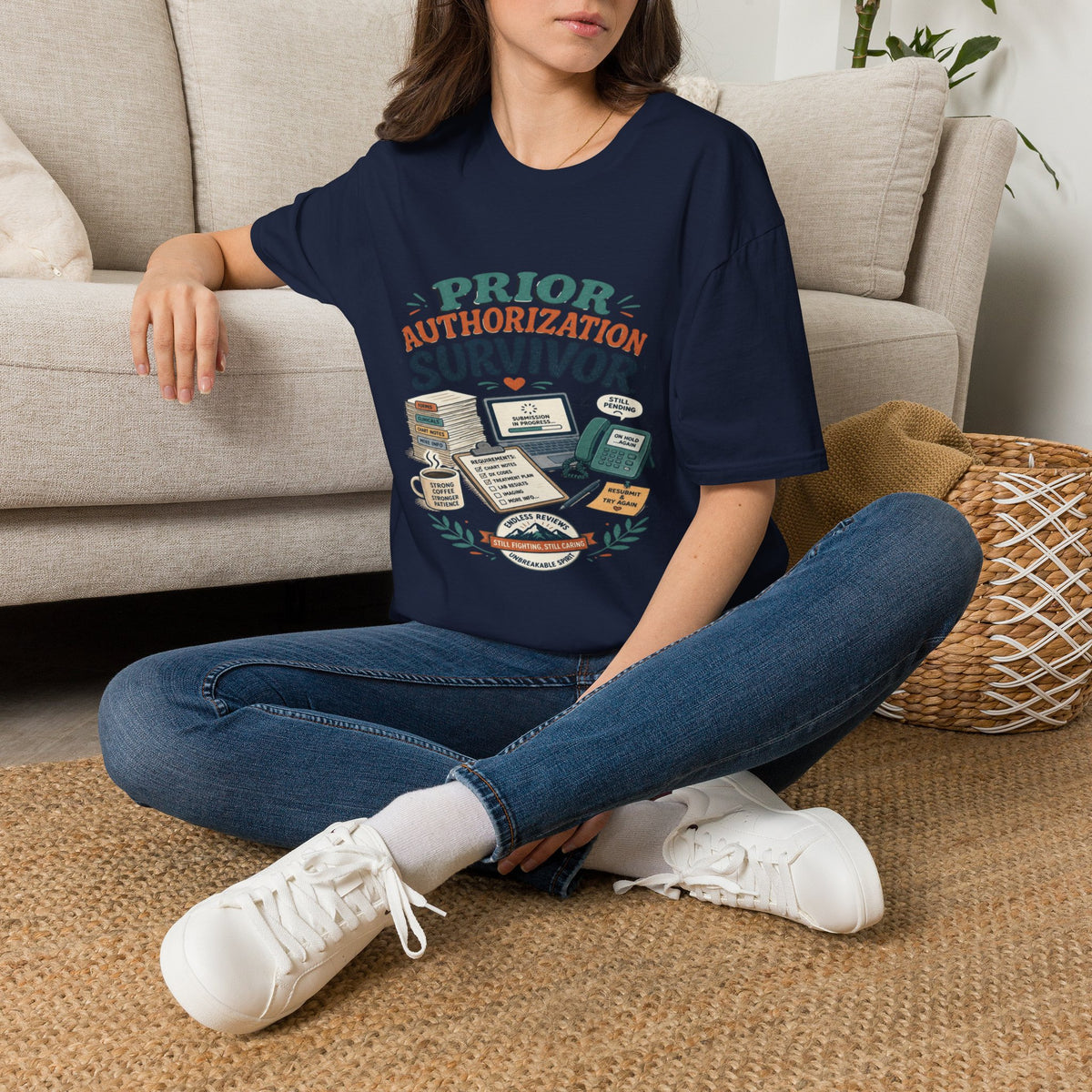 Bold T-Shirt Design Showcasing _PRIOR AUTHORIZATION SURVIVOR_- Graphic Tees