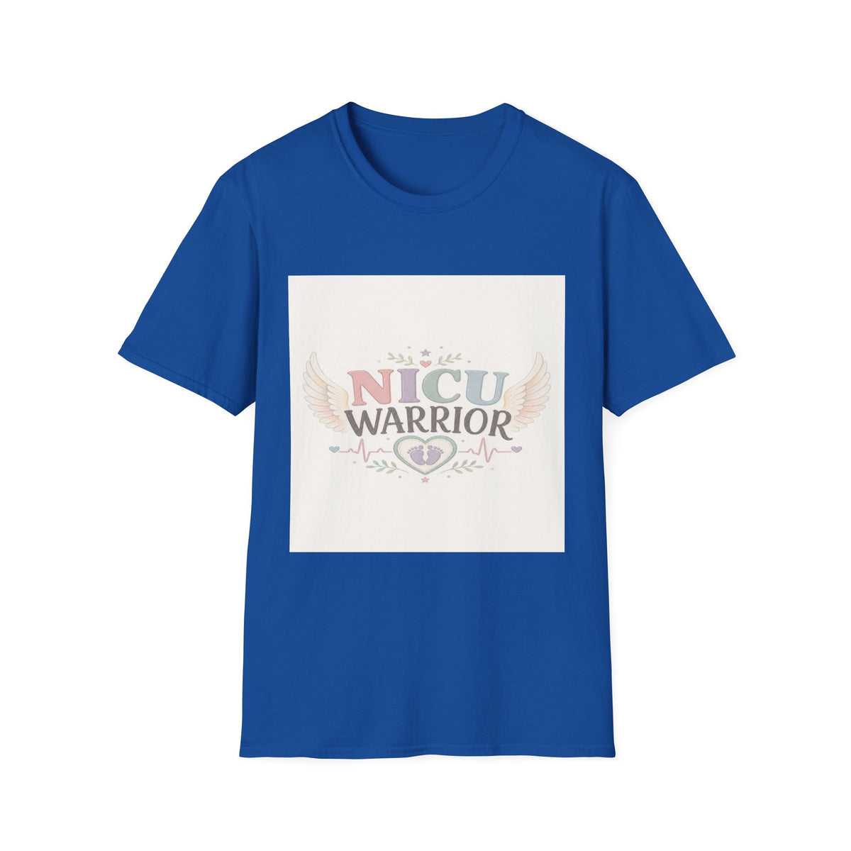 NICU Warrior Design With Baby Footprint And Angel Wings- Graphic Tees
