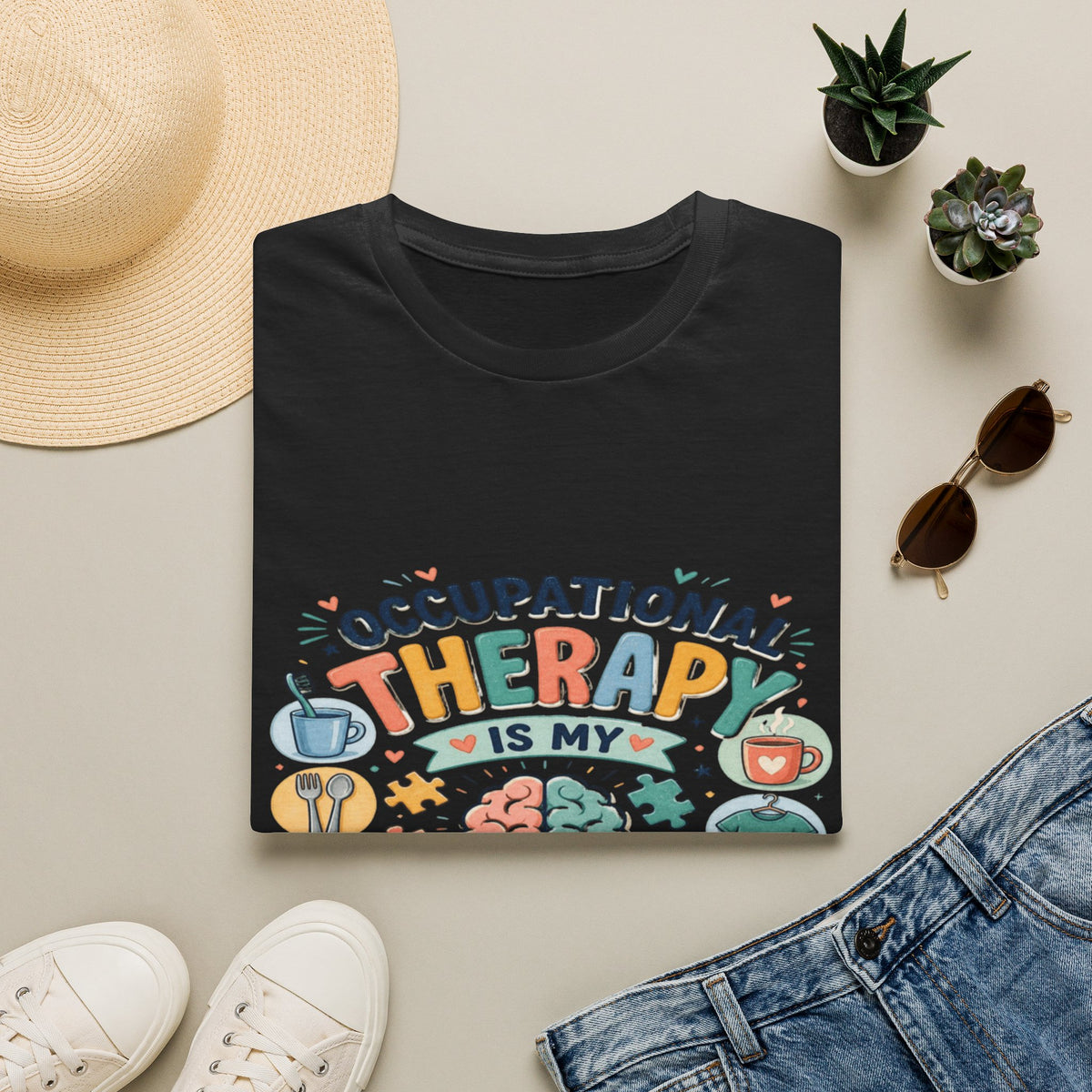 Playful T-shirt Design Celebrating Occupational Therapy Vibrantly Illustrated- Graphic Tees