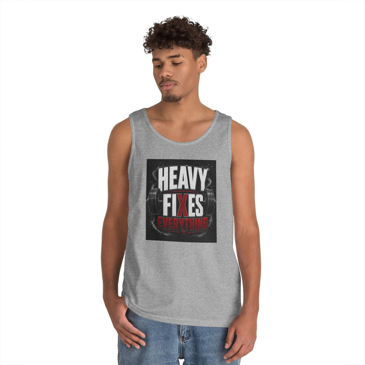 Tank Top — "Heavy Fixes Everything" Gym Workout Tank