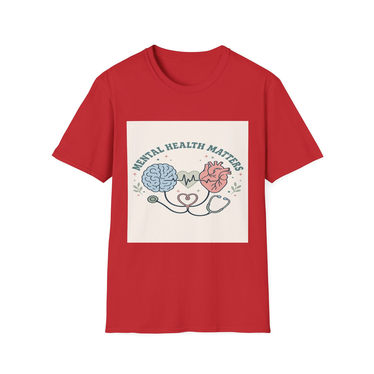 Stylized Brain And Heart Design For Mental Health Awareness- Graphic Tees