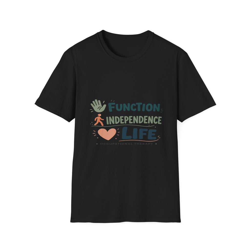 Playful Typography Featuring Function Independence Life With Icons- Graphic Tees