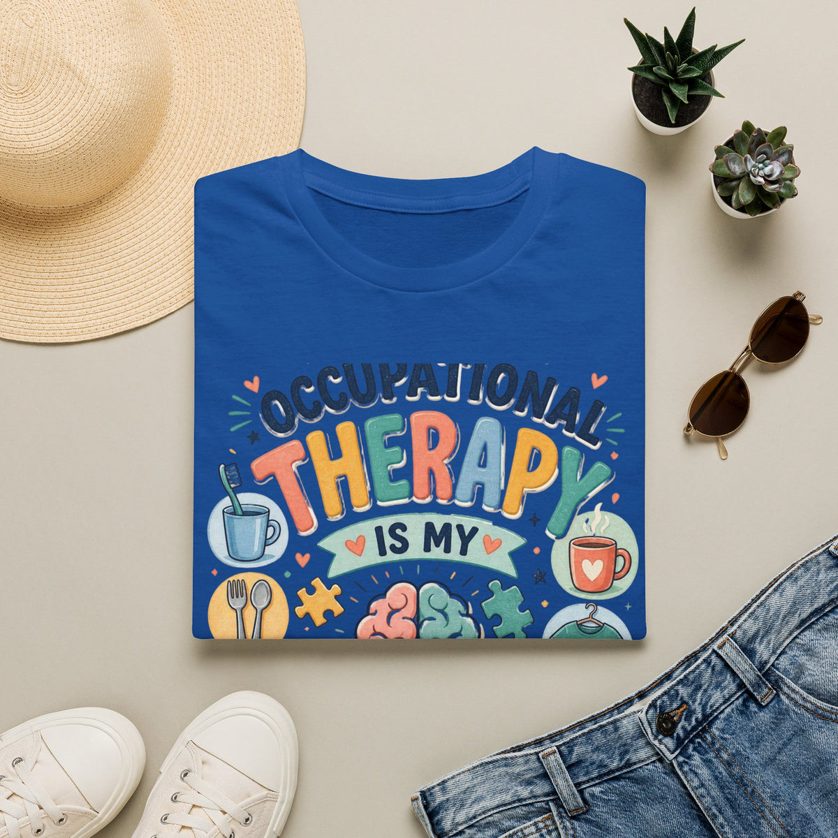 Playful T Shirt Design Celebrating Occupational Therapy Vibrantly Illustrated