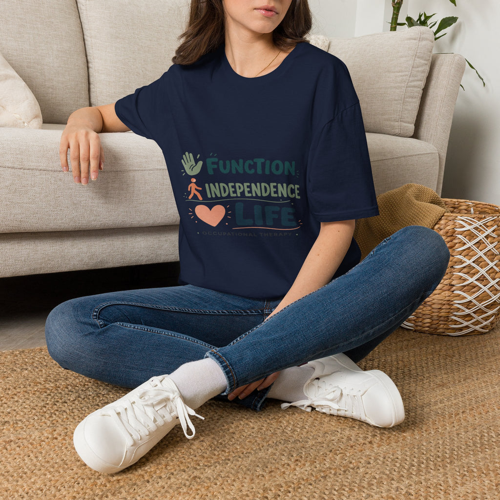Playful Typography Featuring Function Independence Life With Icons- Graphic Tees