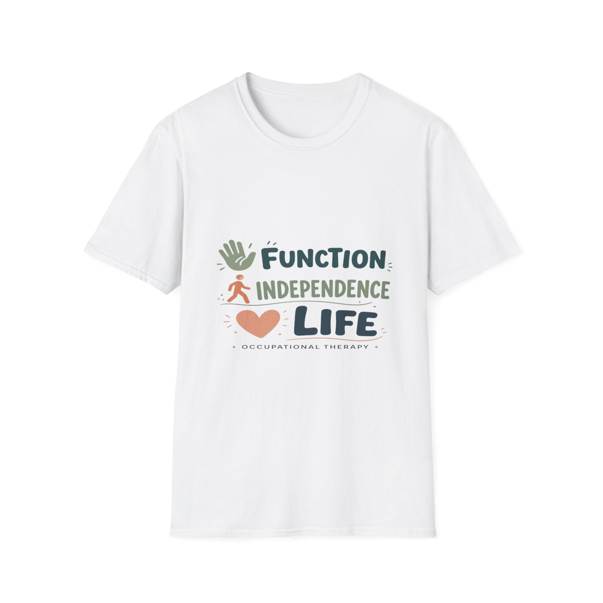 Playful Typography Featuring Function Independence Life With Icons- Graphic Tees
